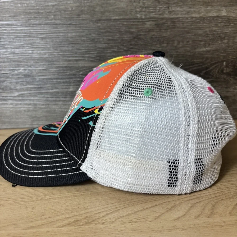 SeaWorld Electric Ocean Hat Cap Snap Back Black White Promo Adjustable